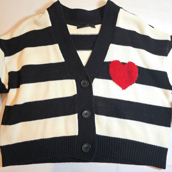 RD Style for Anthropologie Heart Striped Cardigan Sweater. Retails $100 - Picture 11 of 11